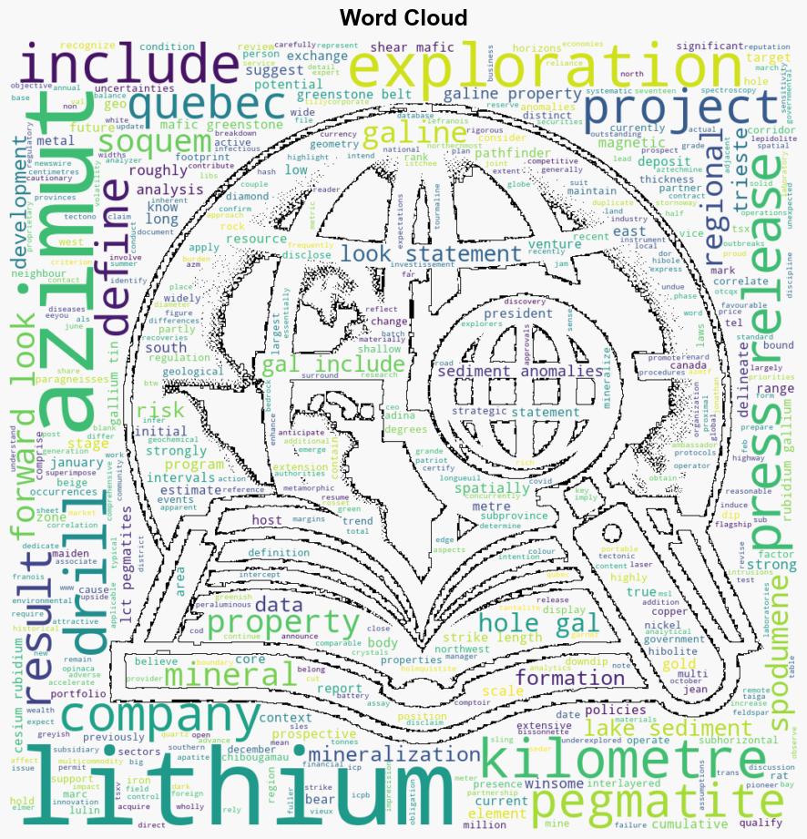 Azimut and SOQUEM Deliver More Wide HighGrade Lithium Drill Intercepts on Galine James Bay Region Quebec - Marketscreener.com - Image 1