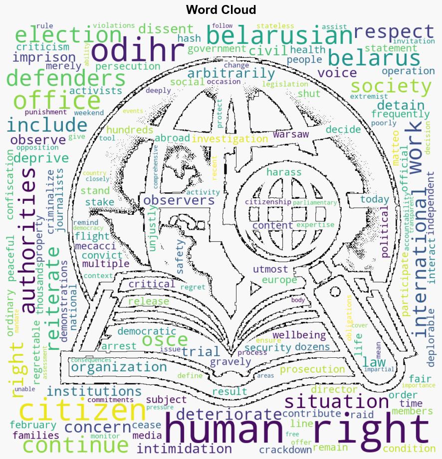 Deteriorating human rights situation in Belarus of utmost concern as crackdown continues human rights office ODIHR says - Globalsecurity.org - Image 1