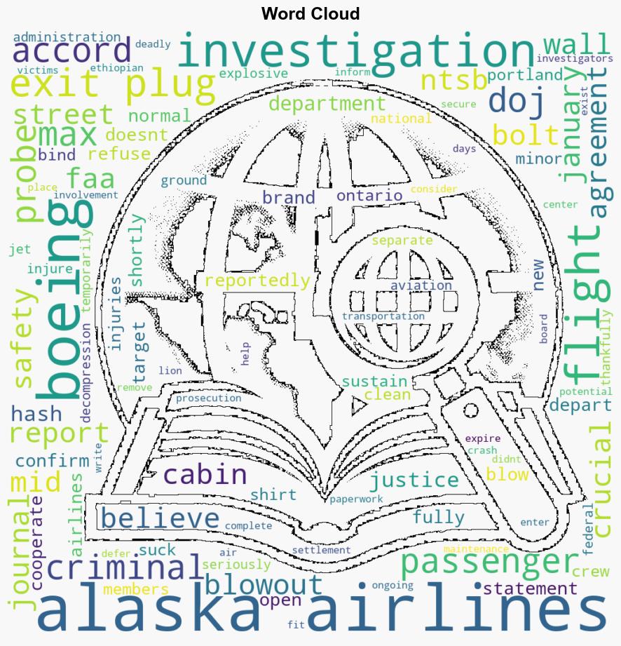 Justice Department Reportedly Opens Criminal Probe Into Exit Plug Blowout On Alaska Airlines Boeing 737MAX - Paddle Your Own Kanoo - Image 1