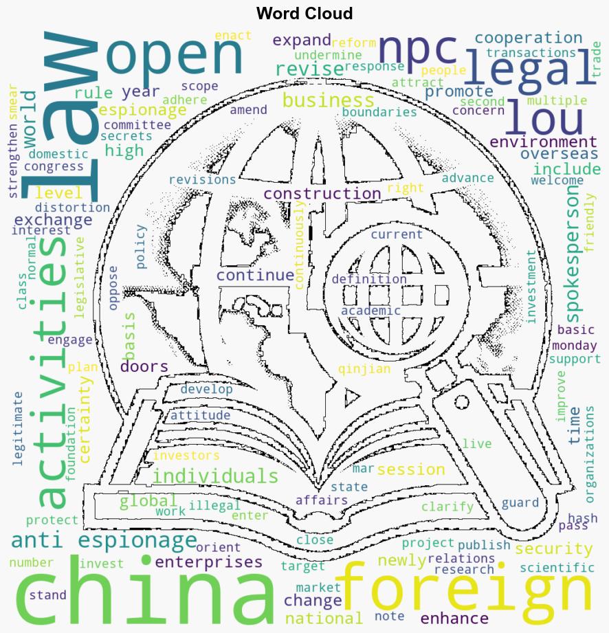 Newly revised antiespionage law enhances certainty and security of foreign investors NPC spokesperson - Globalsecurity.org - Image 1