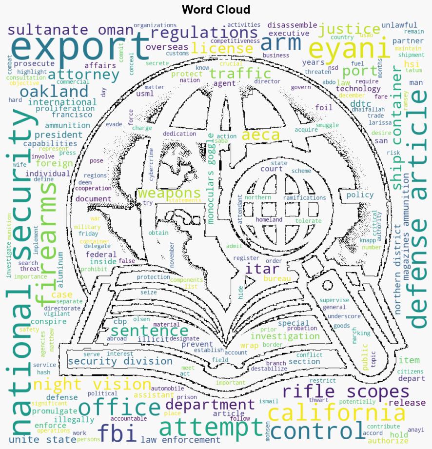 California Man Sentenced for Attempting to Illegally Export Firearms and Night Vision Rifle Scopes to The Sultanate of Oman - Globalsecurity.org - Image 1