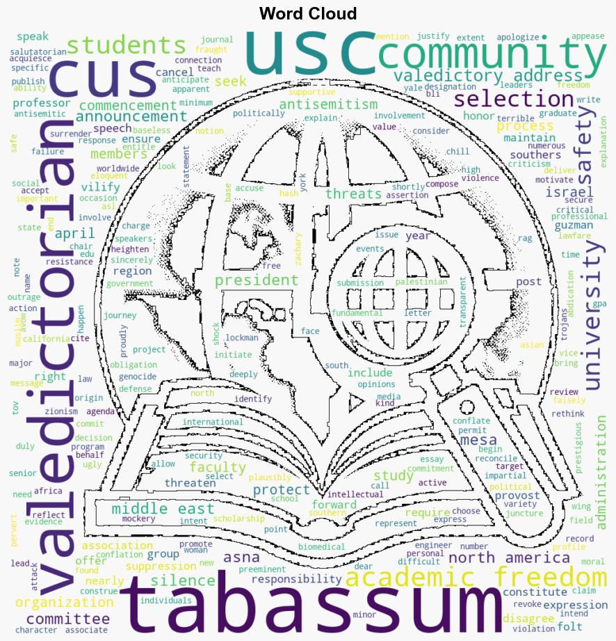 Expressing Outrage at USC expressing outrage over its Decision to cancel Asna Tabassums Valedictory Address at Commencement - Juancole.com - Image 1