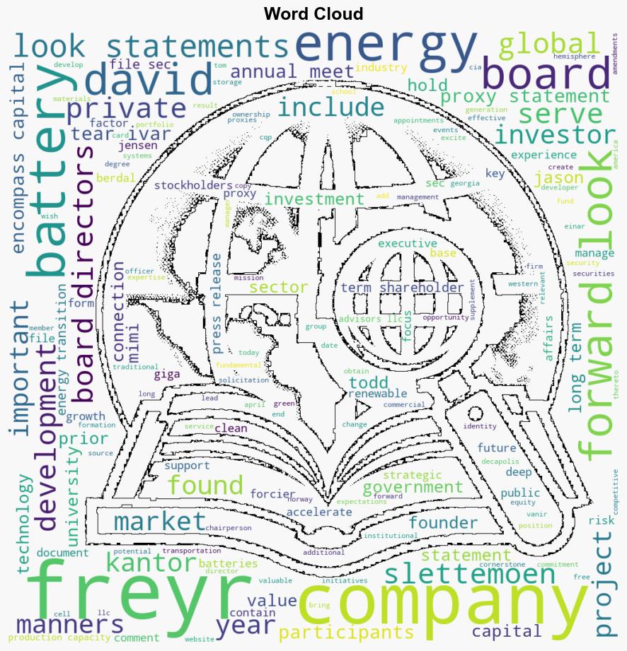 FREYR Battery Announces the Appointments of Todd Kantor Tore Ivar Slettemoen and David Manners to the Board of Directors - Marketscreener.com - Image 1