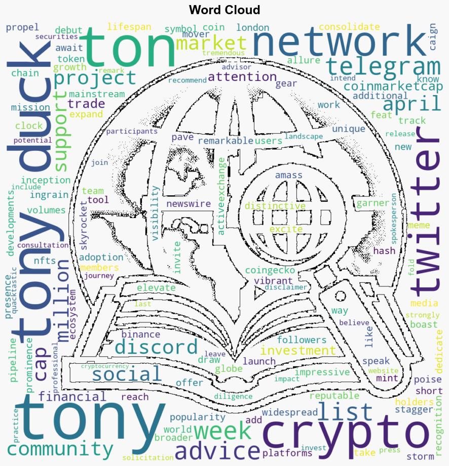 Introducing TONY THE DUCK The Quacking Success Story on TON Network - GlobeNewswire - Image 1