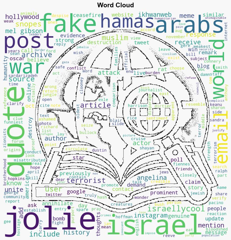 Fact Check Angelina Jolie Was Purported To Have Said Arabs and Muslims Are Not Terrorists and the World Should Unite Against Israel Heres the Truth - Snopes.com - Image 1