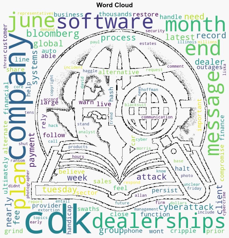 CDK Tells Customers Dealer System Likely Down Until June 30 - Insurance Journal - Image 1