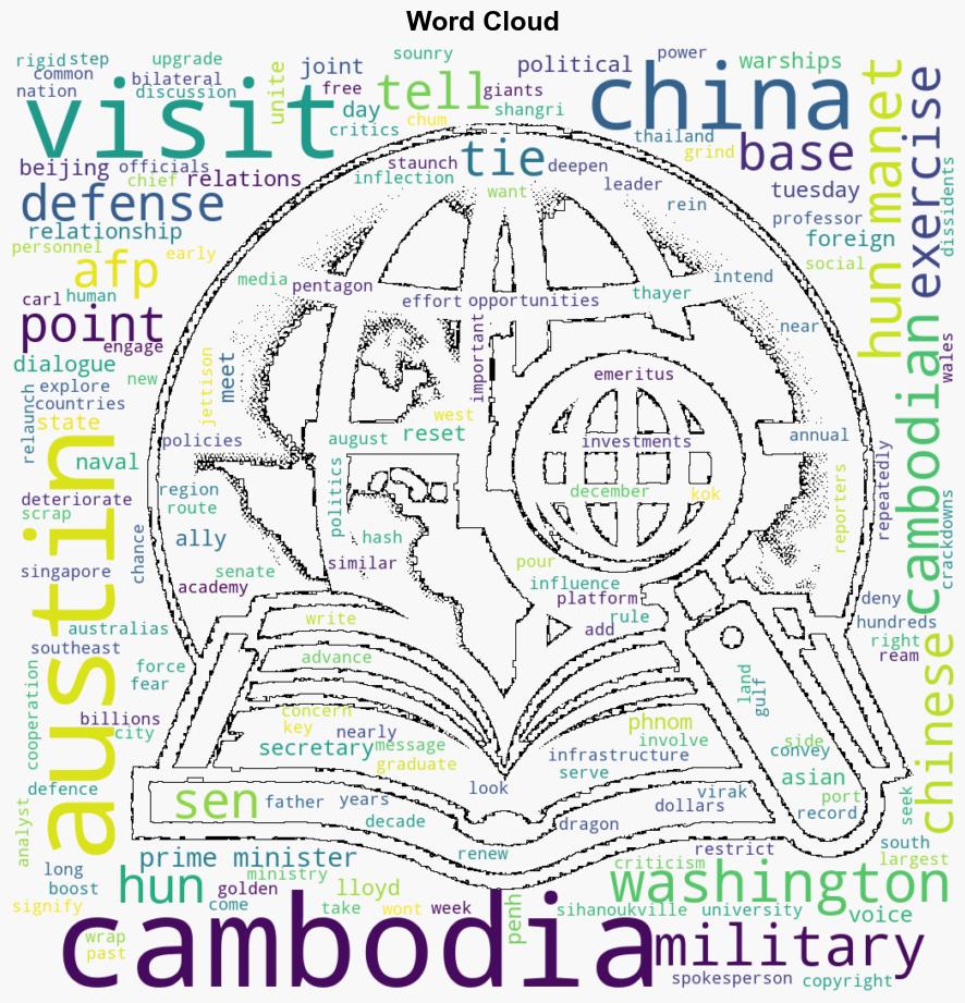 US Pentagon chief visits Cambodia to boost ties with China ally - Digital Journal - Image 1