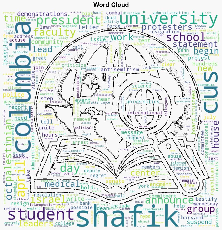 A timeline of Minouche Shafiks tenure as president of Columbia University - The Boston Globe - Image 1