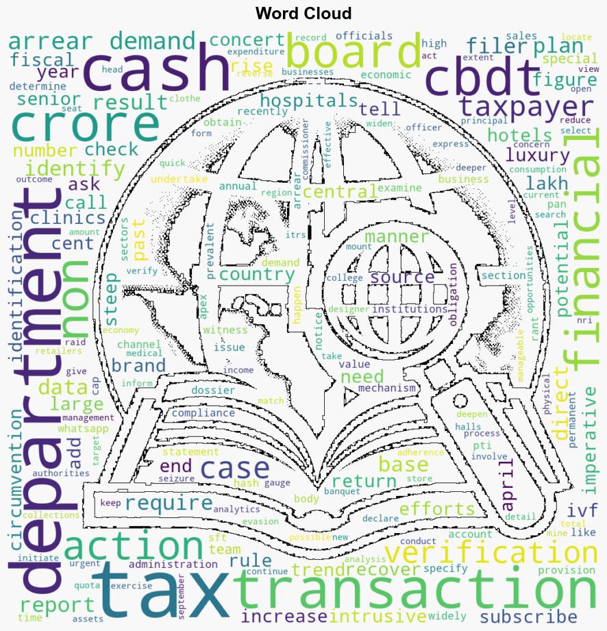 Identify highvalue cash transactions at hotels hospitals pursue arrear demands CBDT to IT dept - The Times of India - Image 1