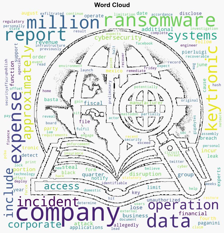 Keytronic incurred approximately 17 million of expenses following ransomware attack - Securityaffairs.com - Image 1