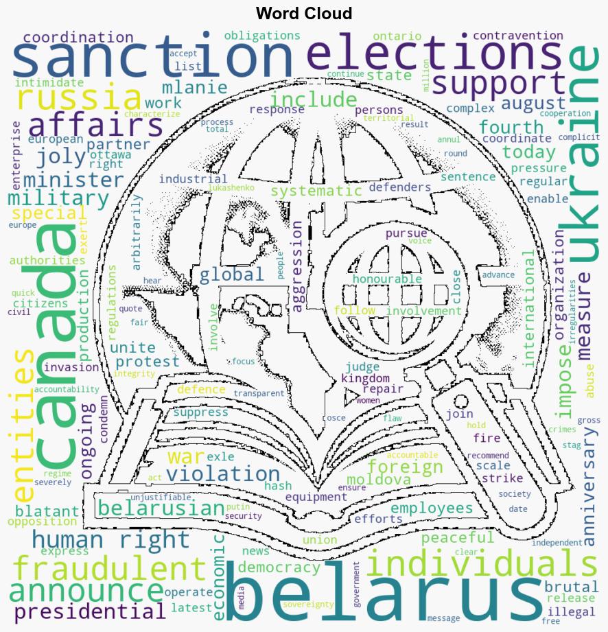 Minister Joly announces sanctions on fourth anniversary of fraudulent presidential elections in Belarus - Globalsecurity.org - Image 1