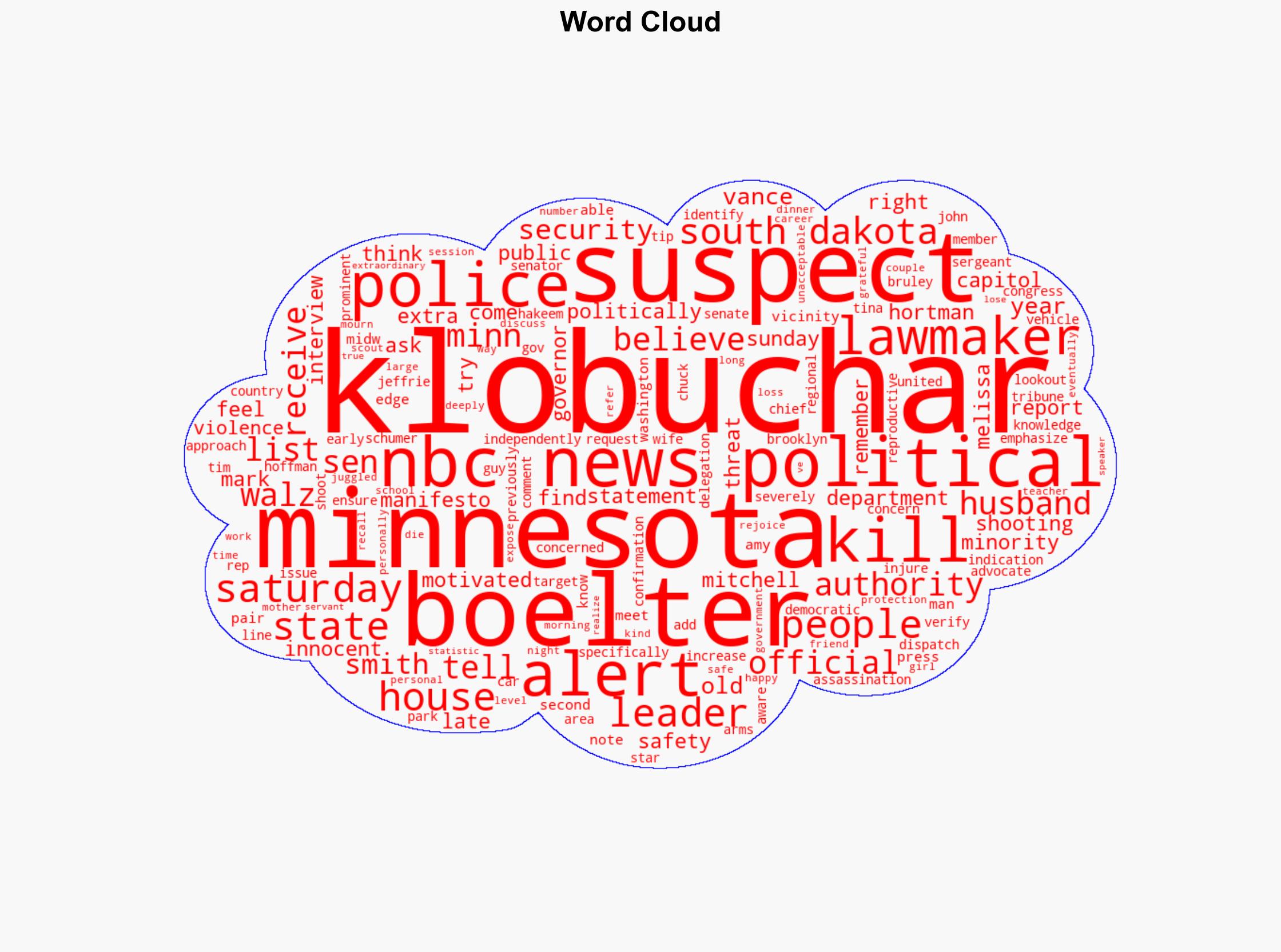 Sen Amy Klobuchar says authorities believe suspect in 'politically motivated assassination' is still in the Midwest - NBC News - Image 1