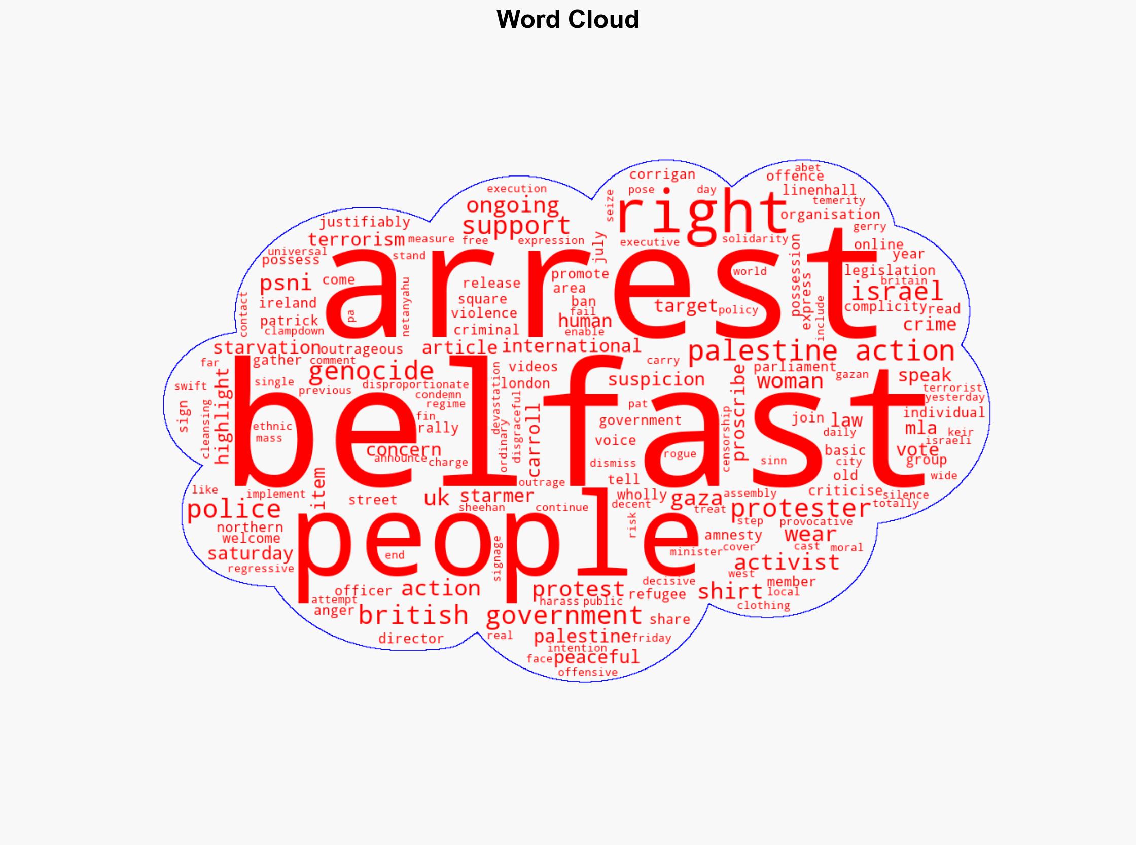 Woman 74 arrested in Belfast for wearing Palestine Action T-shirt released - The Irish Times - Image 1